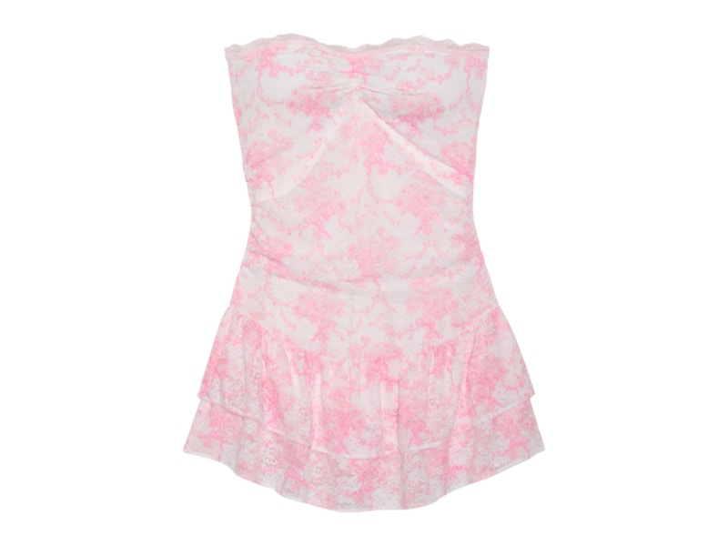 LoveShackFancy ラブシャックファンシー ロザリサ ミニ ドレス PINK x LoveShackFancy Strapless Lace Mini Dress Charlamagne