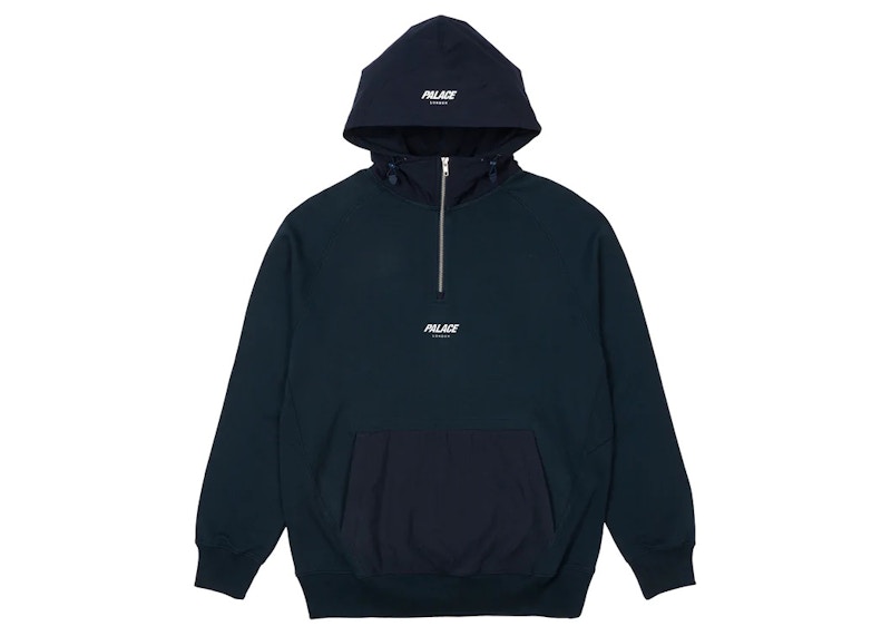 Palace 1/4 Zip Cotton Panel Hood Navy - FW22 Men's - US