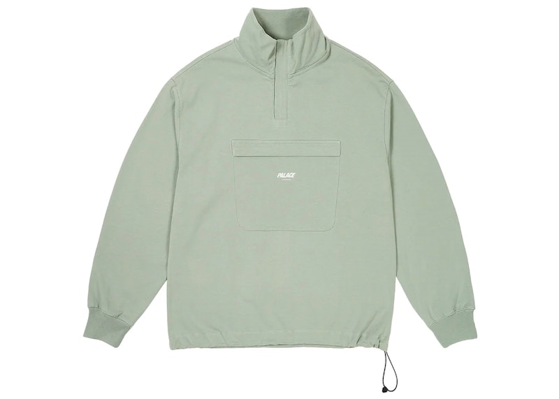 Palace 1/4 Zip Washed Funnel Jade Men's - FW23 - US