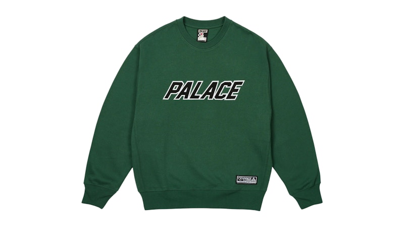 ★25SS WEEK1★Palace APPLIQUE TEAM CREW Palace Applique Team Crew Racey Green Men's - SS25 - US