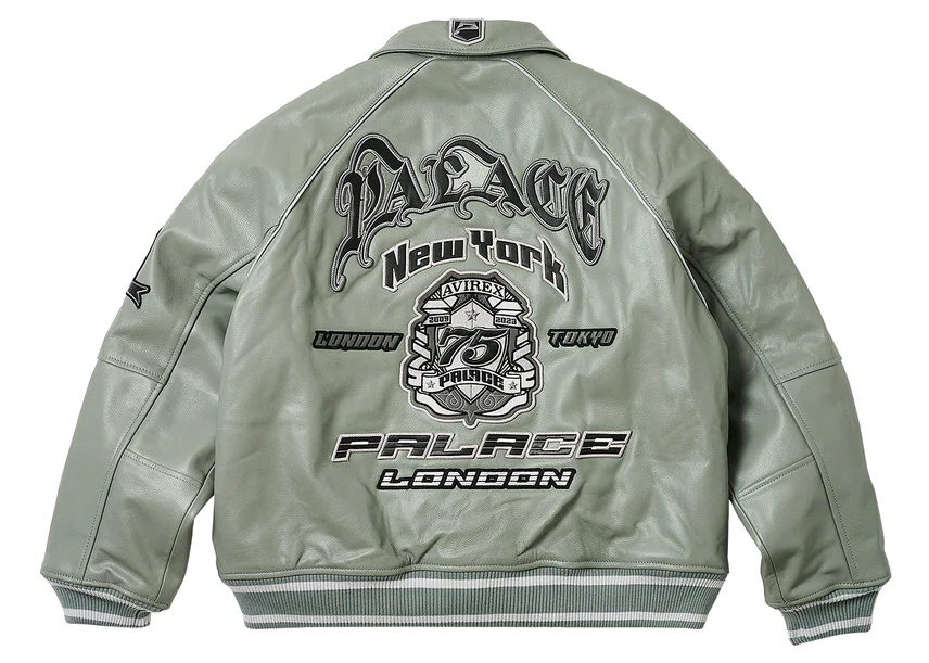 Palace Avirex Leather Jacket Grey - FW23 メンズ - JP