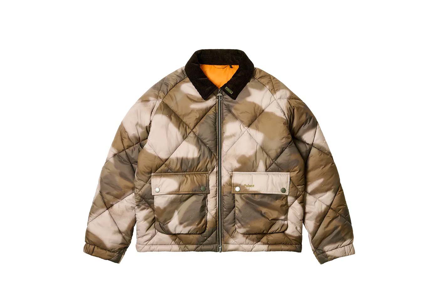 palace × barbour dom quilt camo jacketファッション