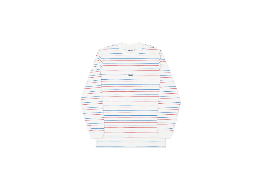 Palace Basically a Stripe Longsleeve White/Blue/Red Men's - Spring 2018 - US