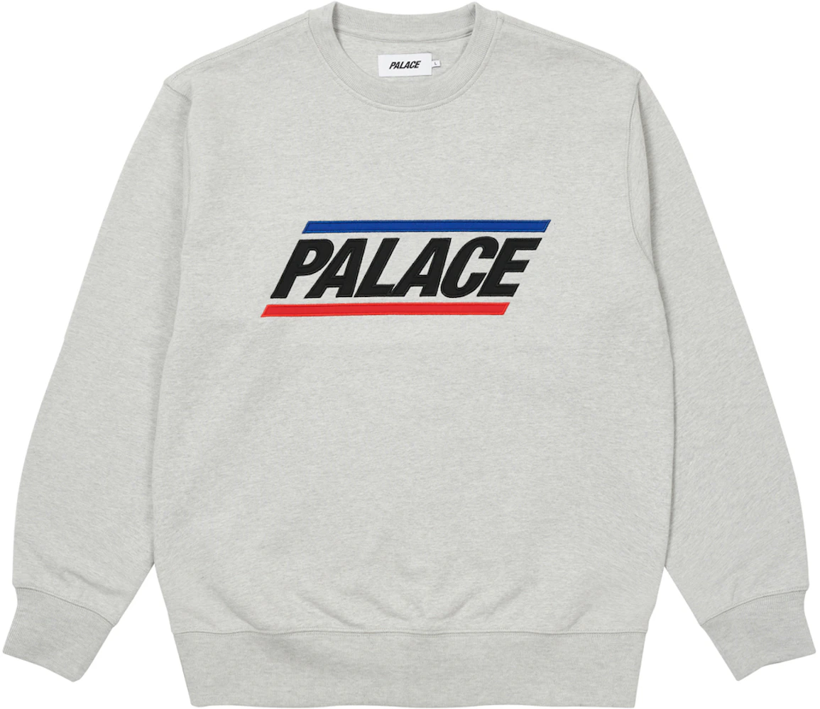 Palace Basics Logo Crew Grey Marl - SS21 - US