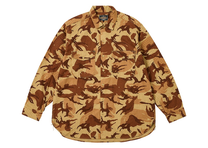Palace x Beams Plus Work Shirt Beige Tattersole Camo Men