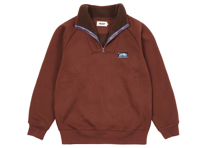 Palace Bonded Fleece 1/4 Zip Brown Men's - FW21 - US