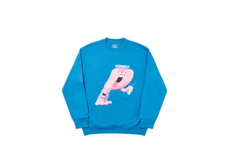 Palace Dif Strokes Crew Blue Men's - FW18 - US