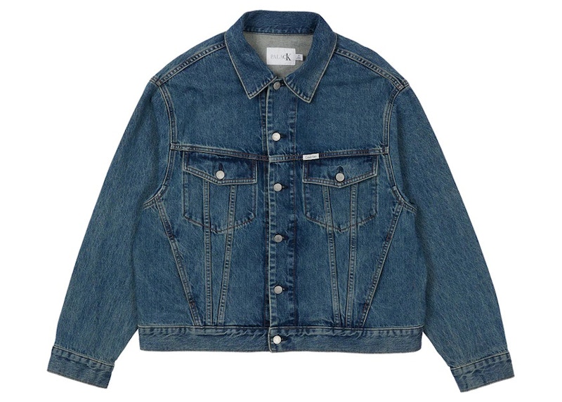 Palace CK1 Relaxed Trucker Denim Jacket Tinted Sandstone Indigo