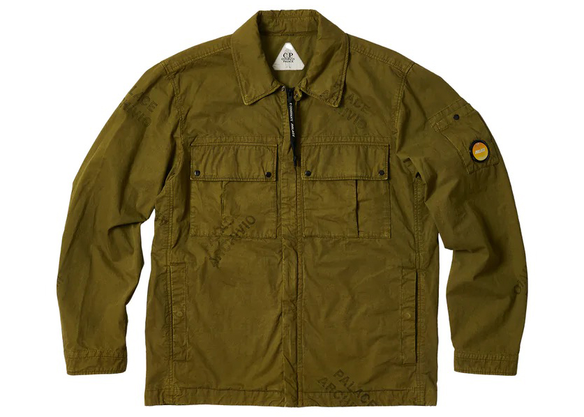 Palace C.P. Company Washed Cotton Shirt Jacket Olive Men's - FW22 - US