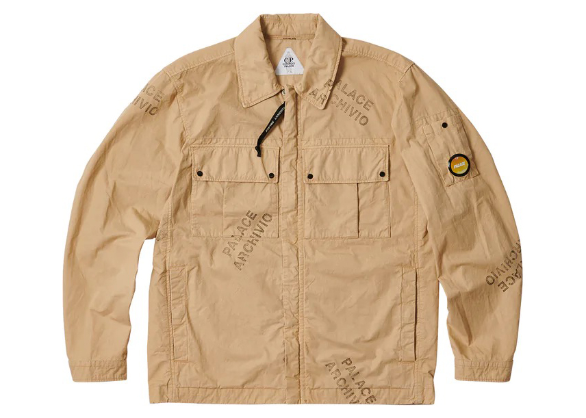 Palace C.P. Company Washed Cotton Shirt Jacket Stone Men's - FW22 - GB