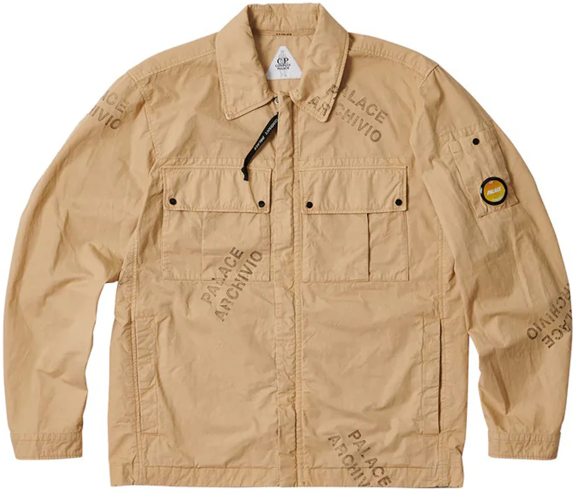 Palace C.P. Company Washed Cotton Shirt Jacket Stone Men's - FW22 - US