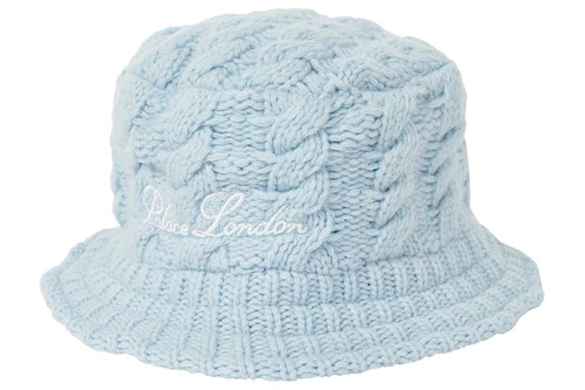Pre-owned Palace Cable Knit Bucket Hat Baby Blue
