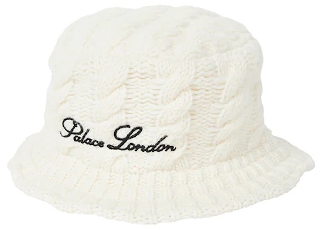 Pre-owned Palace Cable Knit Bucket Hat White