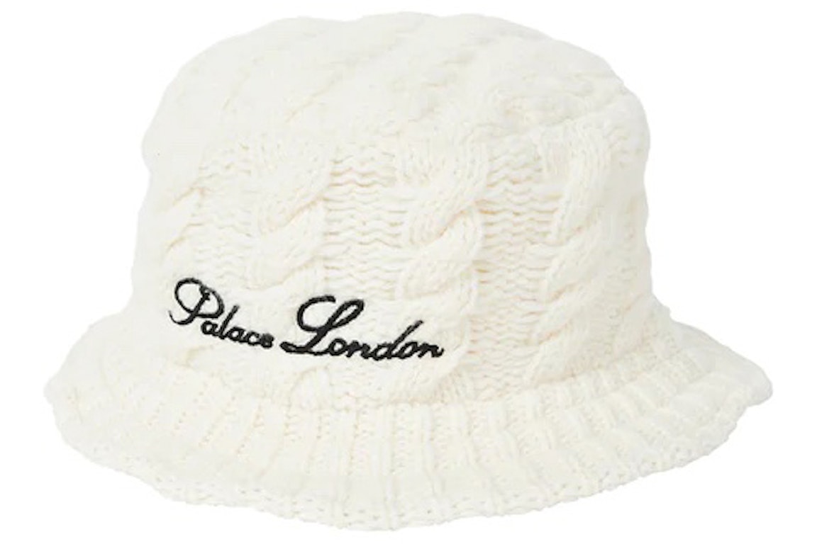 Pre-owned Palace Cable Knit Bucket Hat White