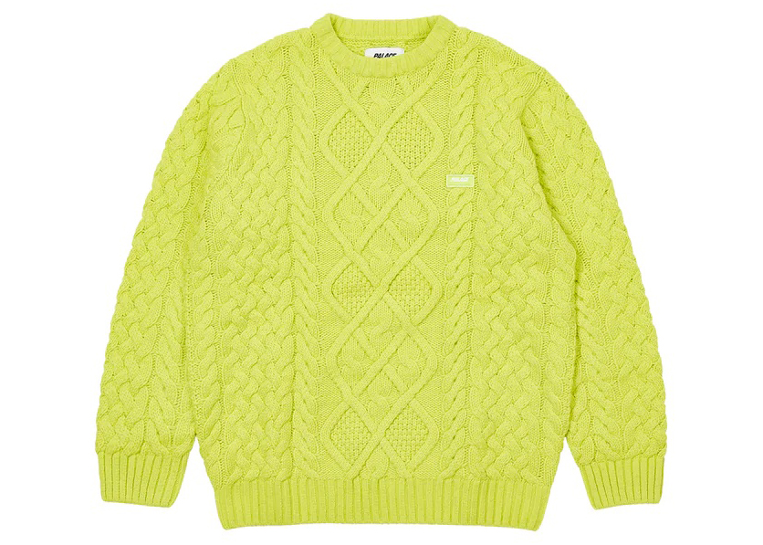 Palace Cable Knit Neon Green Men's - FW22 - US