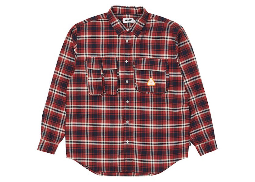 Pre-owned Palace Cargo Pocket Flannel Shirt Red