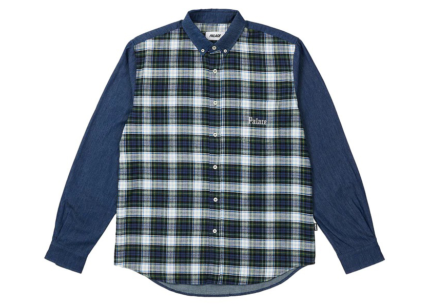 Palace Check Panel Chambray Shirt Indigo