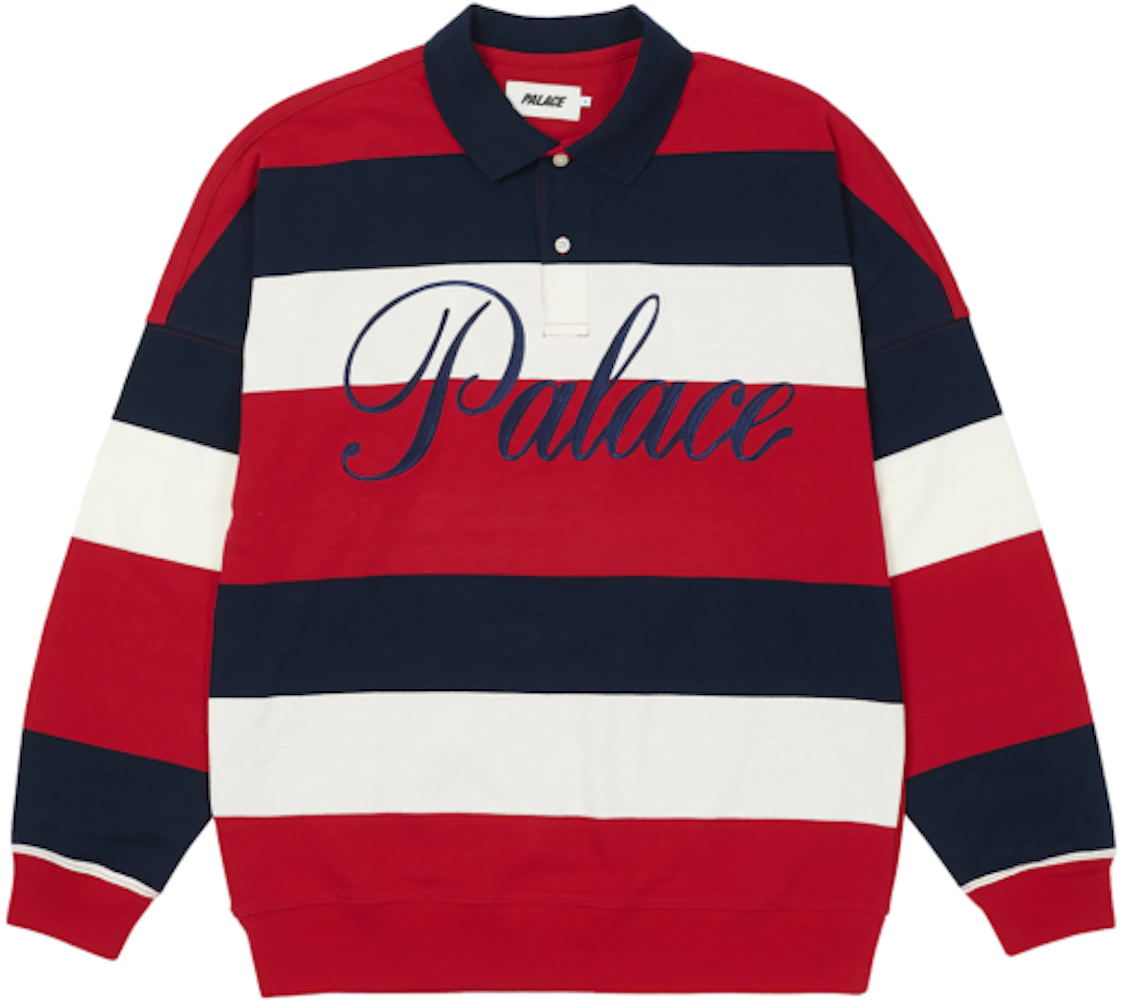 Palace Classic Stripe Drop Shoulder Polo Red/Navy/White Men's - FW21 - US
