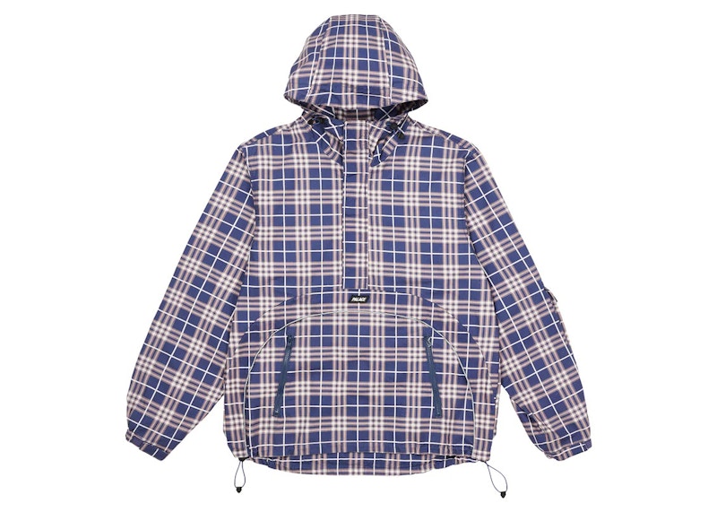 Palace Deflector 1/2 Zip Jacket Navy Check Men's - FW22 - US