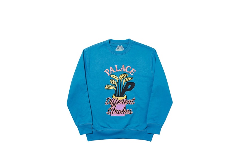 Palace Dif Strokes Crew Blue Men's - FW18 - US