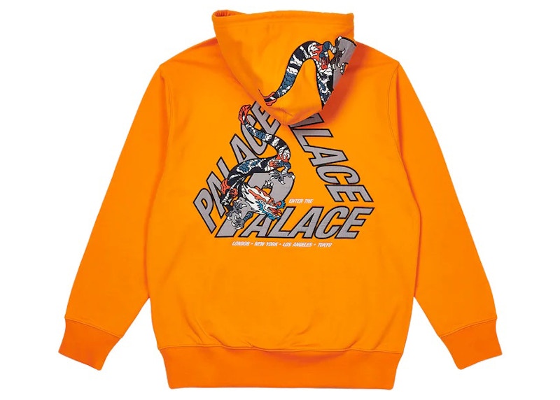 Palace store orange hoodie