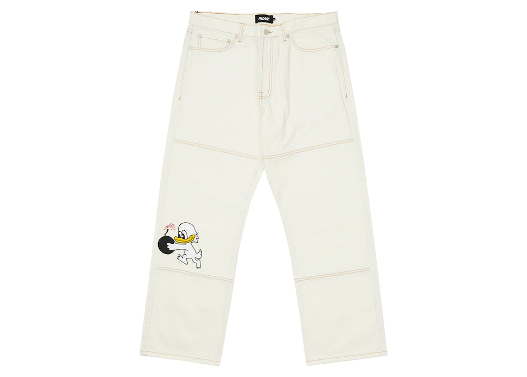 Pre-owned Palace Duck Bomb Panel Jeans White