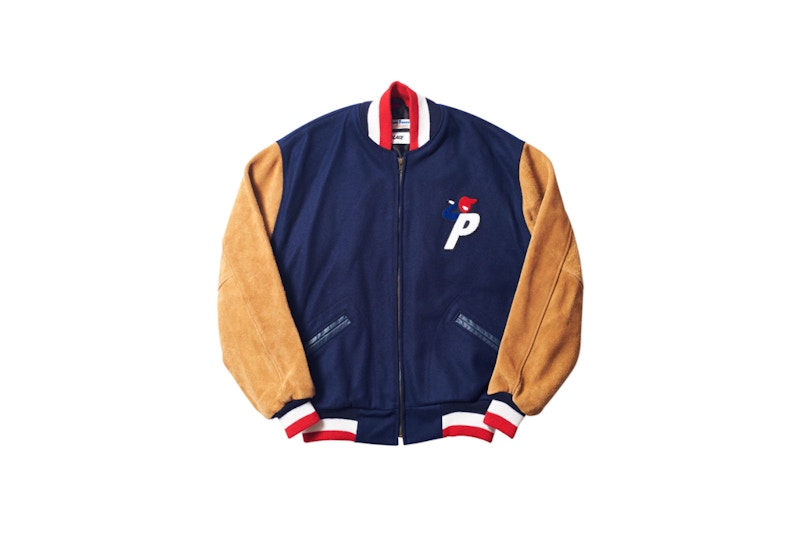 Palace Ebbets Field Wool / Suede Varsity Jacket Navy/Navy Men's