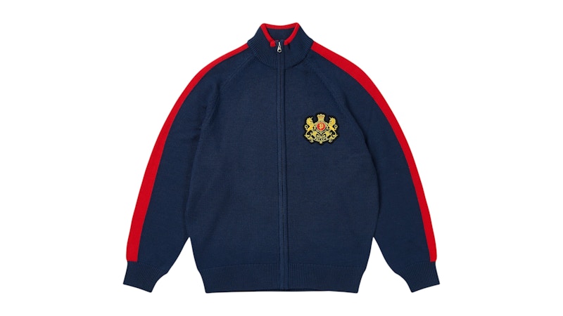 Palace Established Zip Funnel Knit Sweater Navy Men's - SS26 - US