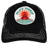 Cross Cemetary Stitched - Black Hat Chrome Leather Hearts US Trucker