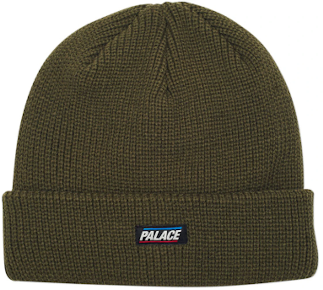 Palace Flag Label Beanie Army Green - FW17 - US
