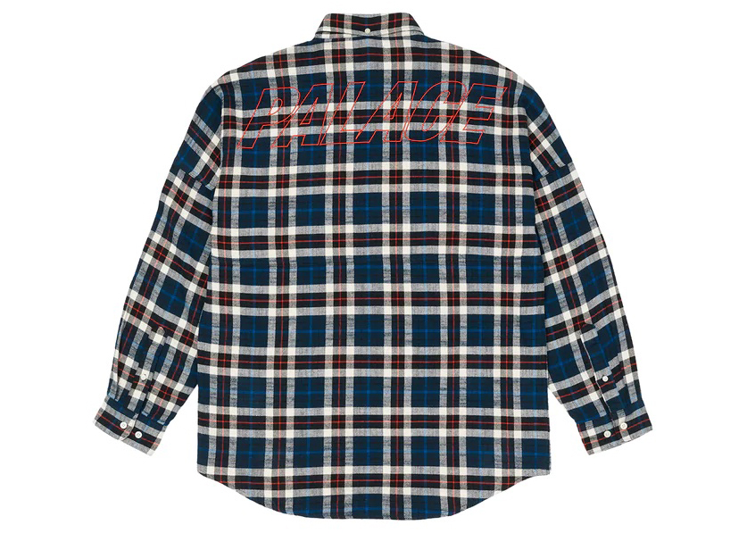 Palace Flannel Drop Shoulder Shirt Navy Men's - FW22 - US
