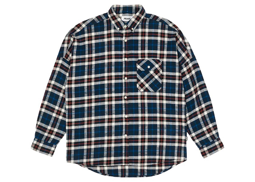 Pre-owned Palace Flannel Drop Shoulder Shirt Navy