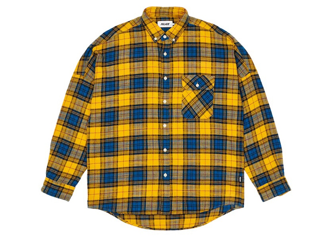 Pre-owned Palace Flannel Drop Shoulder Shirt Yellow