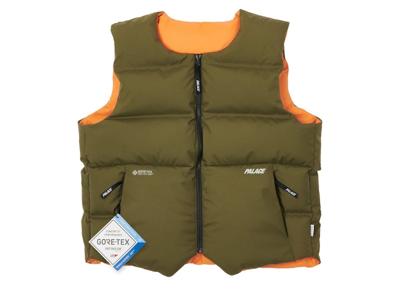 Palace Gore-tex Infinium Reverso Down Vest Olive/Orange