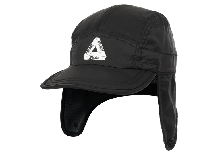 Palace Grid Fleece Reversible Earflap Hat Black - FW22 - US