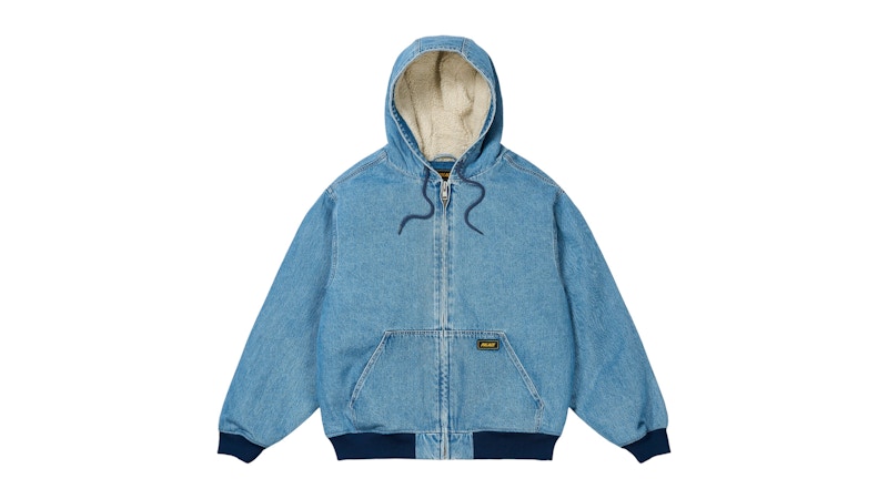 Palace Hooded Sherp Jacket Distressed Light Stone Wash Men's