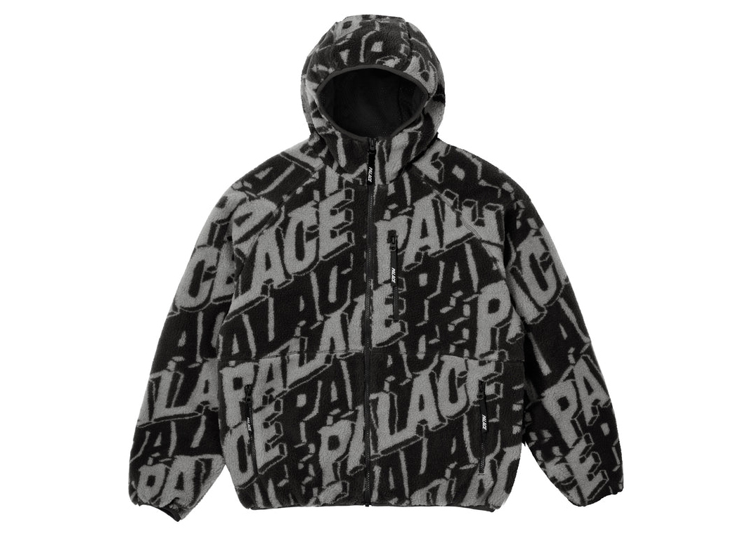 Palace Jacquard Fleece Hooded Jacket Black Men's - SS22 - GB