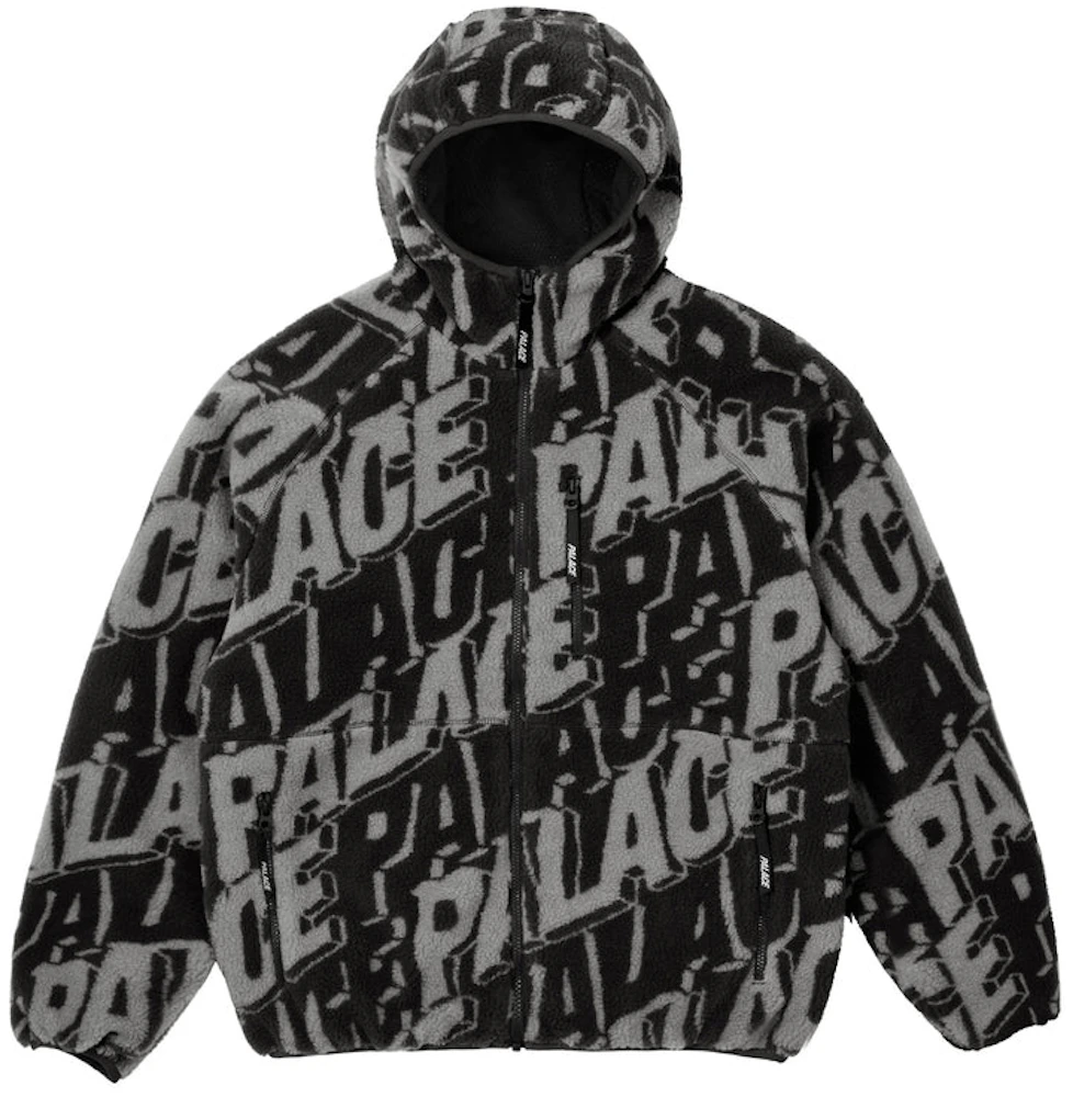 Palace Jacquard Fleece Hooded Jacket Black Men's - SS22 - US