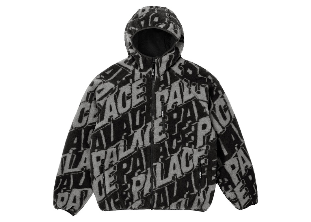 Pre-owned Palace Jacquard Fleece Hooded Jacket Black