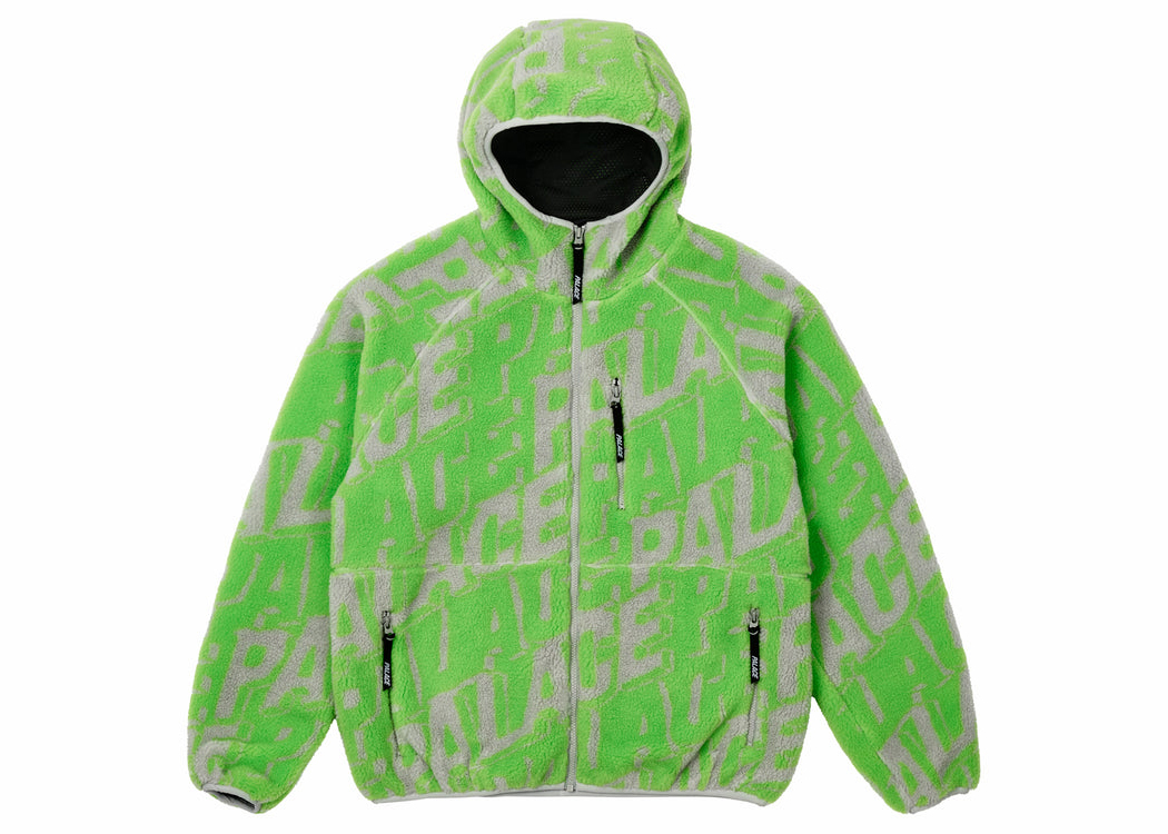 Palace Jacquard Fleece Hooded Jacket Grey/Green - SS22 男装- CN