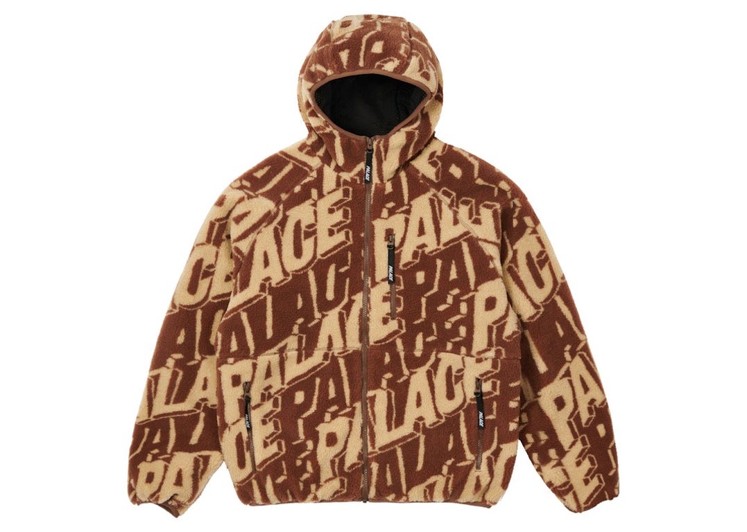 Pre-owned Palace Jacquard Fleece Hooded Jacket Tan/brown
