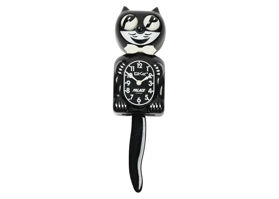 新作登場新品置き時計　palace kit-cat clock 最新作　黒　完売　猫　ネコ インテリア時計