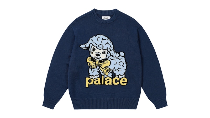 Palace Lamb Knit Sweater Navy Men's - SS26 - US