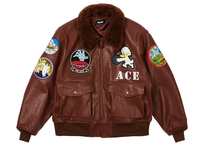 Palace Leather Flight Jacket Brown Men's - SS22 - US