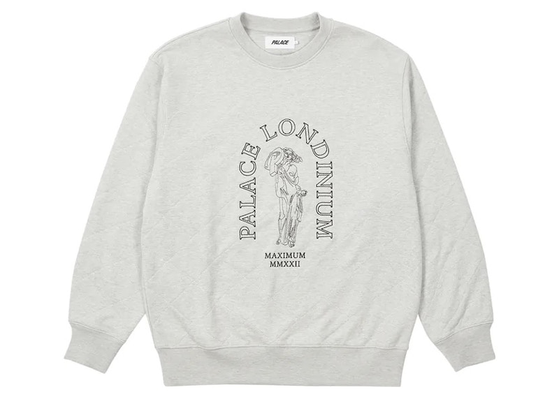 【国内発送】PALACE SKATEBOARDS PALACE LONDINIUM QUILTED CREW Palace Londinium Quilted Crew Grey Marl Men's - FW22 - US