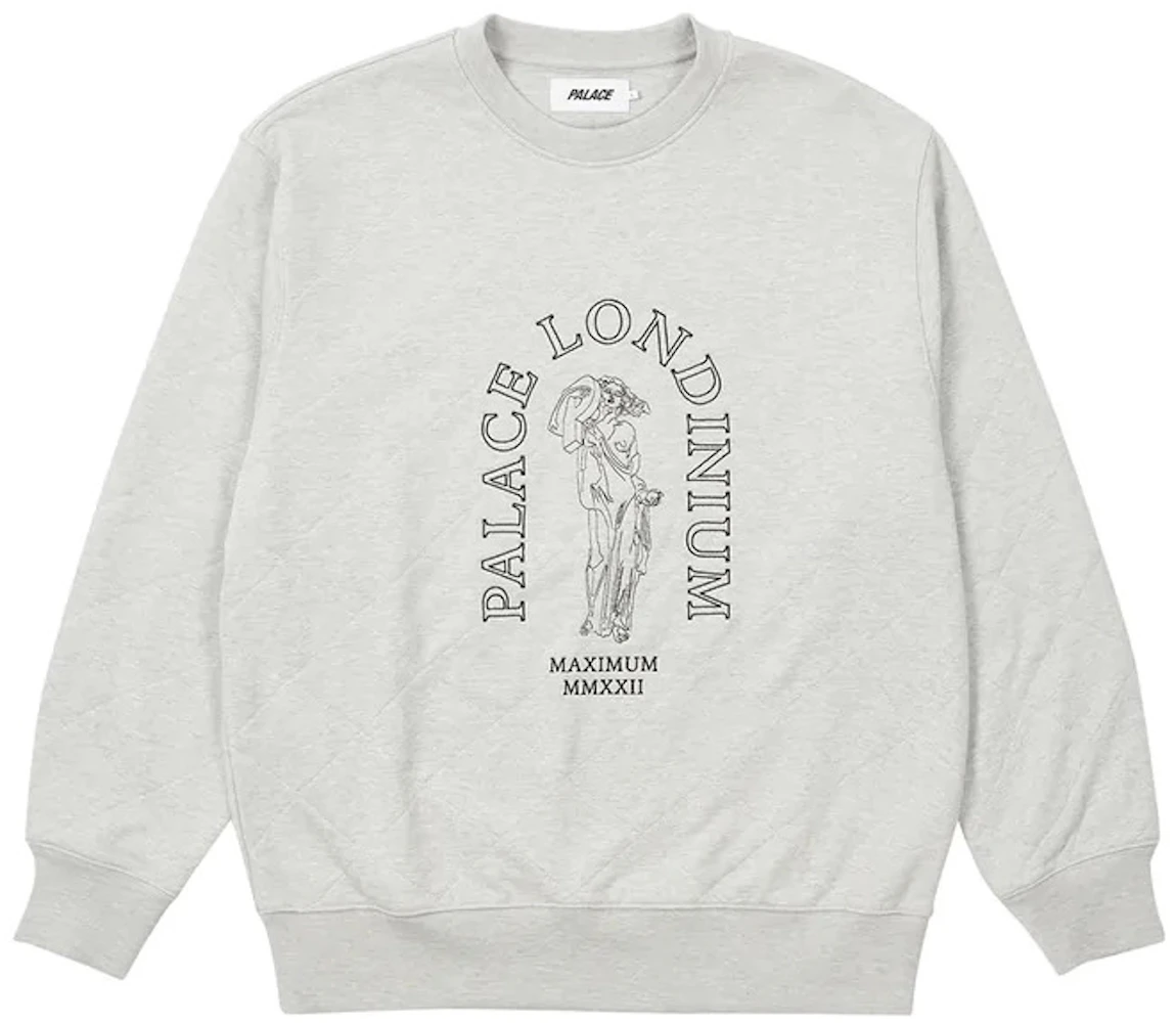 Palace Londinium Quilted Crew Grey Marl Men's - FW22 - GB