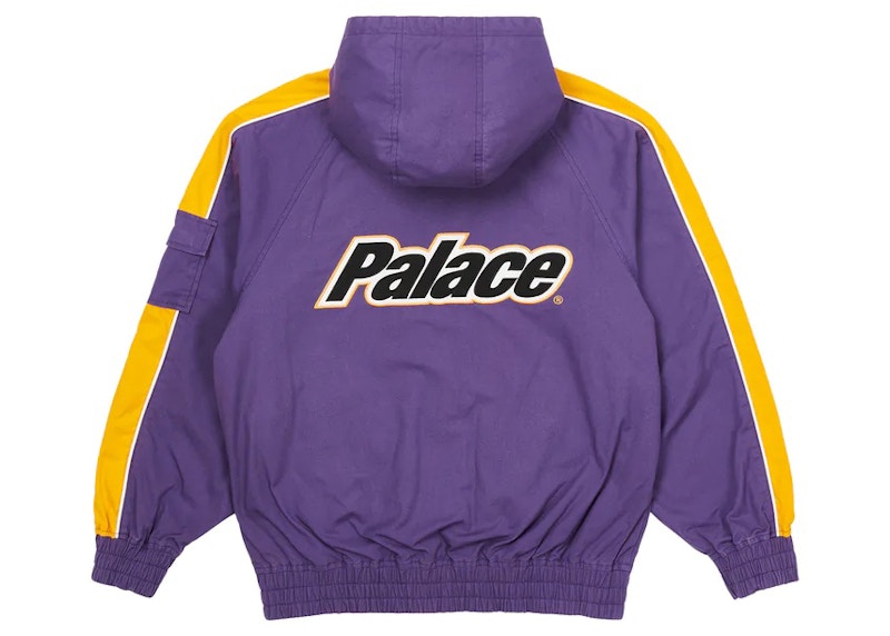 Palace Lowercase Hooded Cotton Jacket Purple/Yellow Men's - FW22 - US