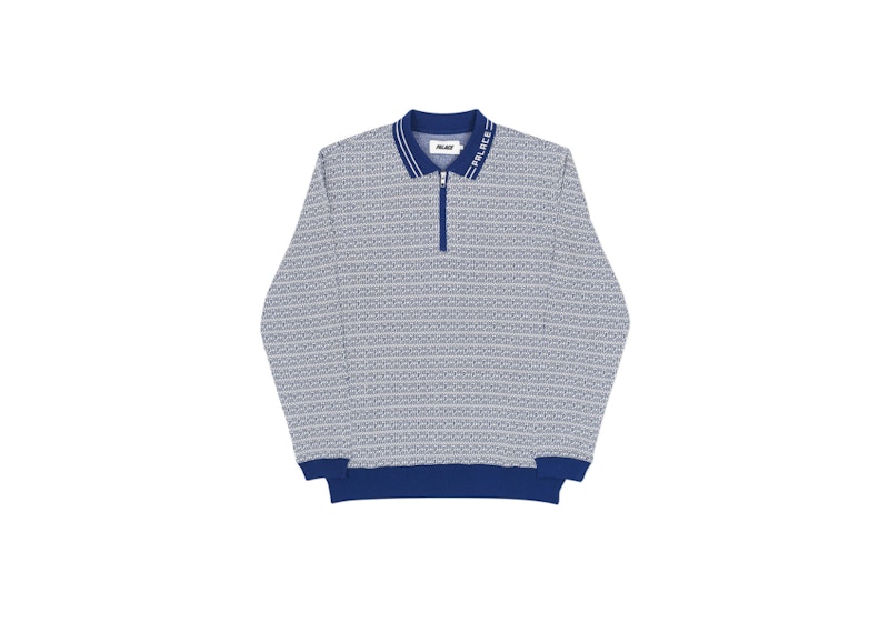 Palace Macro P Heavy Zip Top Blue/White 男士- Autumn 2017 - TW