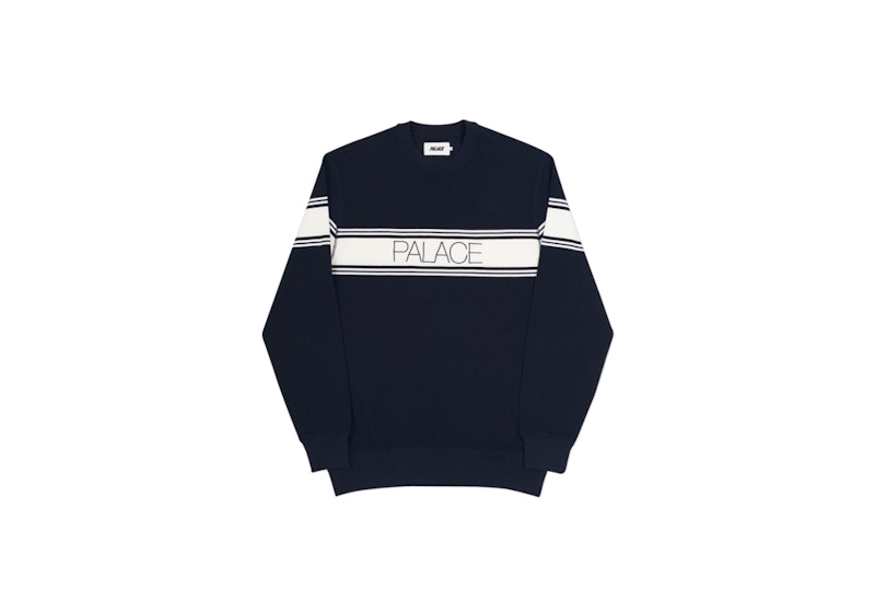 Palace Marina Stripe Pique Crew Navy/White Men's - SS17 - US