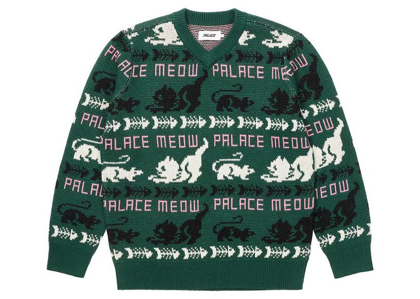 Palace Meow Meow Knit Green Men's - FW22 - US